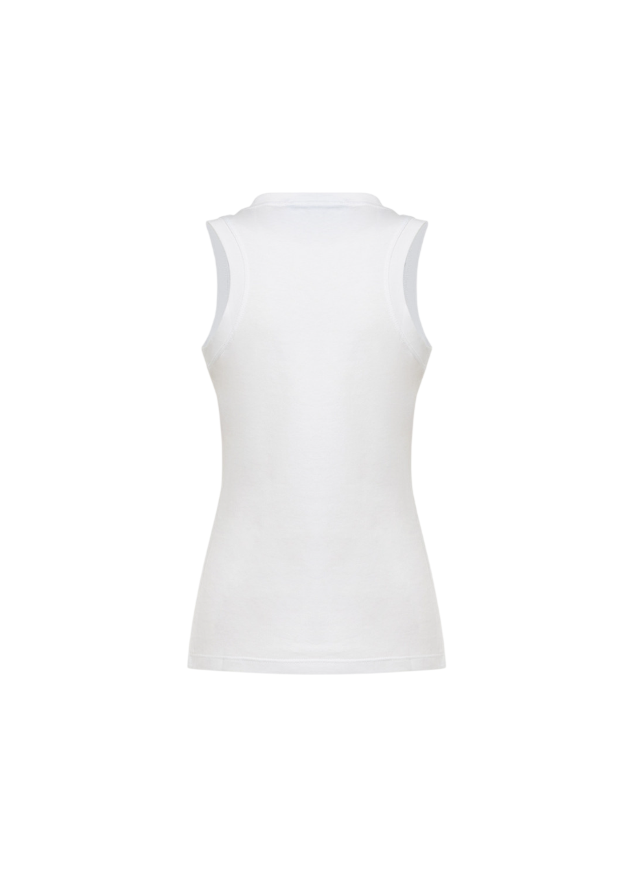 Blugirl canotta in jersey con logo strass bianco RA6044J3841 11111 BLUGIRL