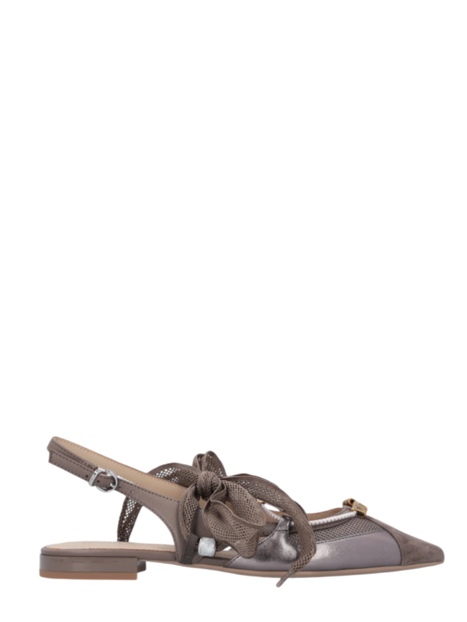 Pinko ballerine slingback a punta Gianira con lacci marrone SD0547P003 M28 PINKO