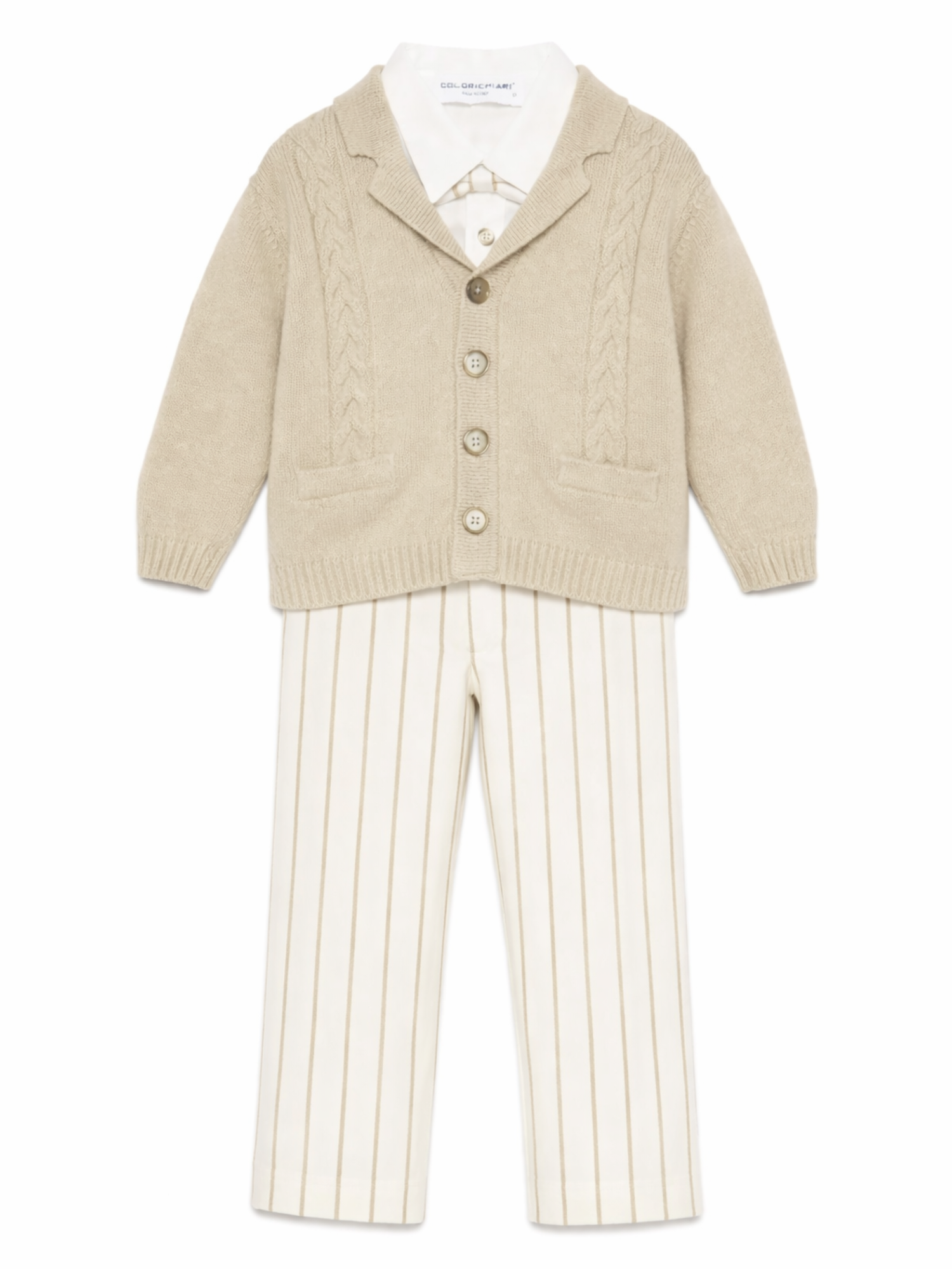 Colori Chiari completo elegante neonato con cardigan beige bianco MN408427-4911 26 COLORICHIARI