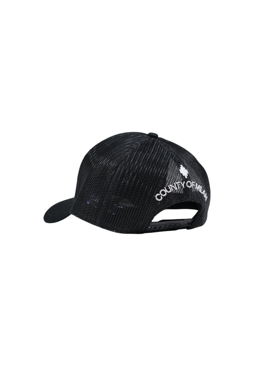 County of Milan cappello con visiera uomo con logo nero COMAS260484 BLACK-WHITE COUNTY OF MILAN