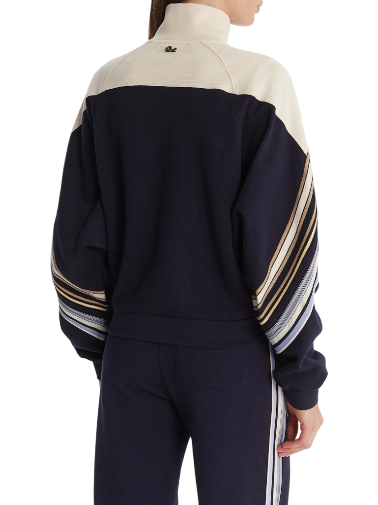 Lacoste felpa con zip donna colorblock panna blu SF5247 XCH LACOSTE