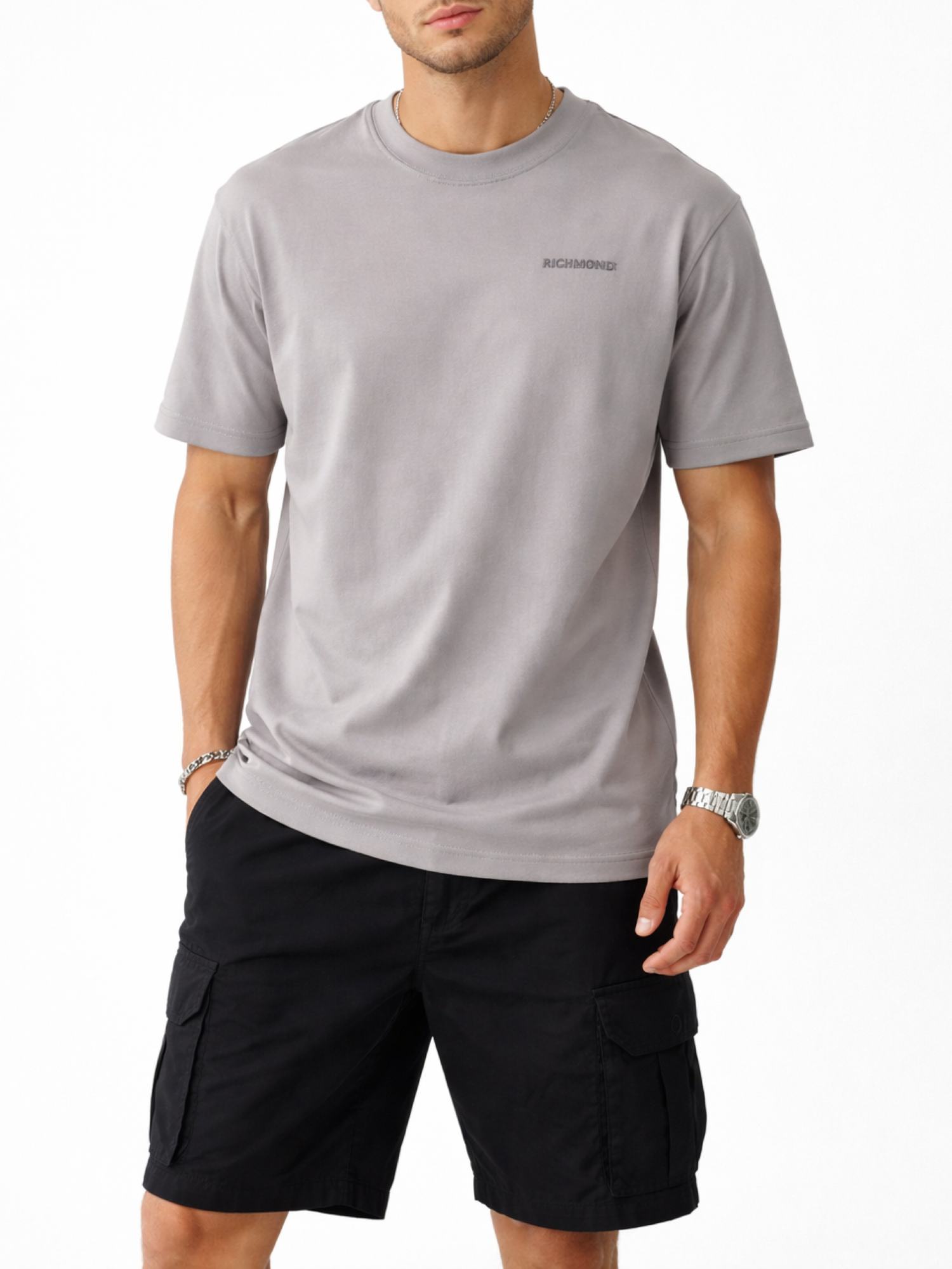 John Richmond T-shirt uomo manica corta Sorim grigio UMP26010TS GREY CIRCULAR John RICHMOND