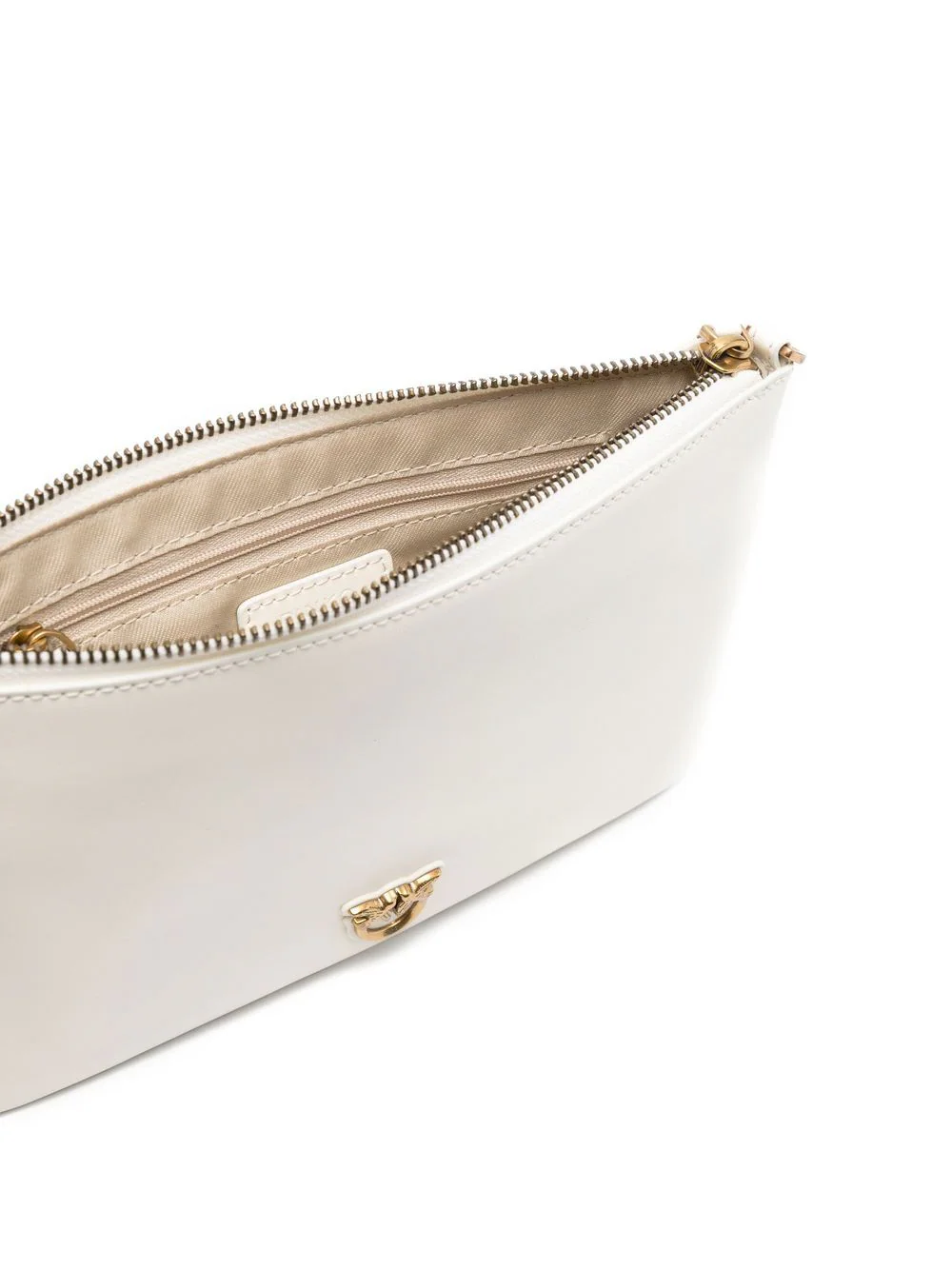 Pinko pochette Flat Classic in pelle con tracolla bianco oro 100455-A0F1 Z14Q PINKO
