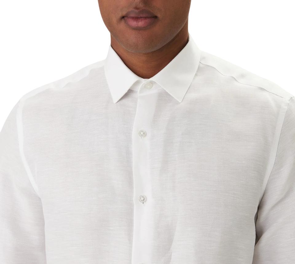 Calvin Klein camicia uomo misto lino slim fit bianco LV019EU121 7K2 Calvin Klein