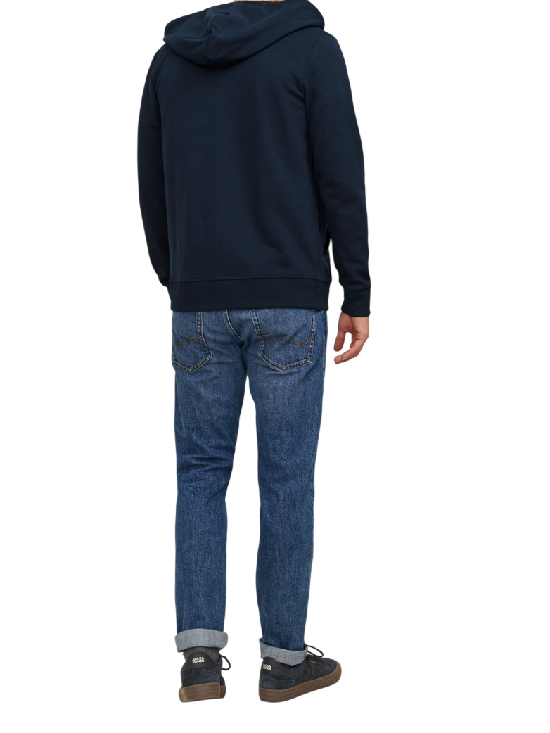 Jack&Jones felpa con cappuccio e zip blu 12181901 NAVY BLAZER JACK&JONES