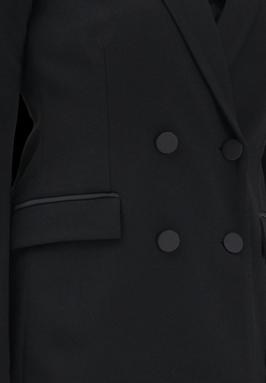 Vicolo giacca doppiopetto con dettagli satin nero TAB0031 NERO VICOLO