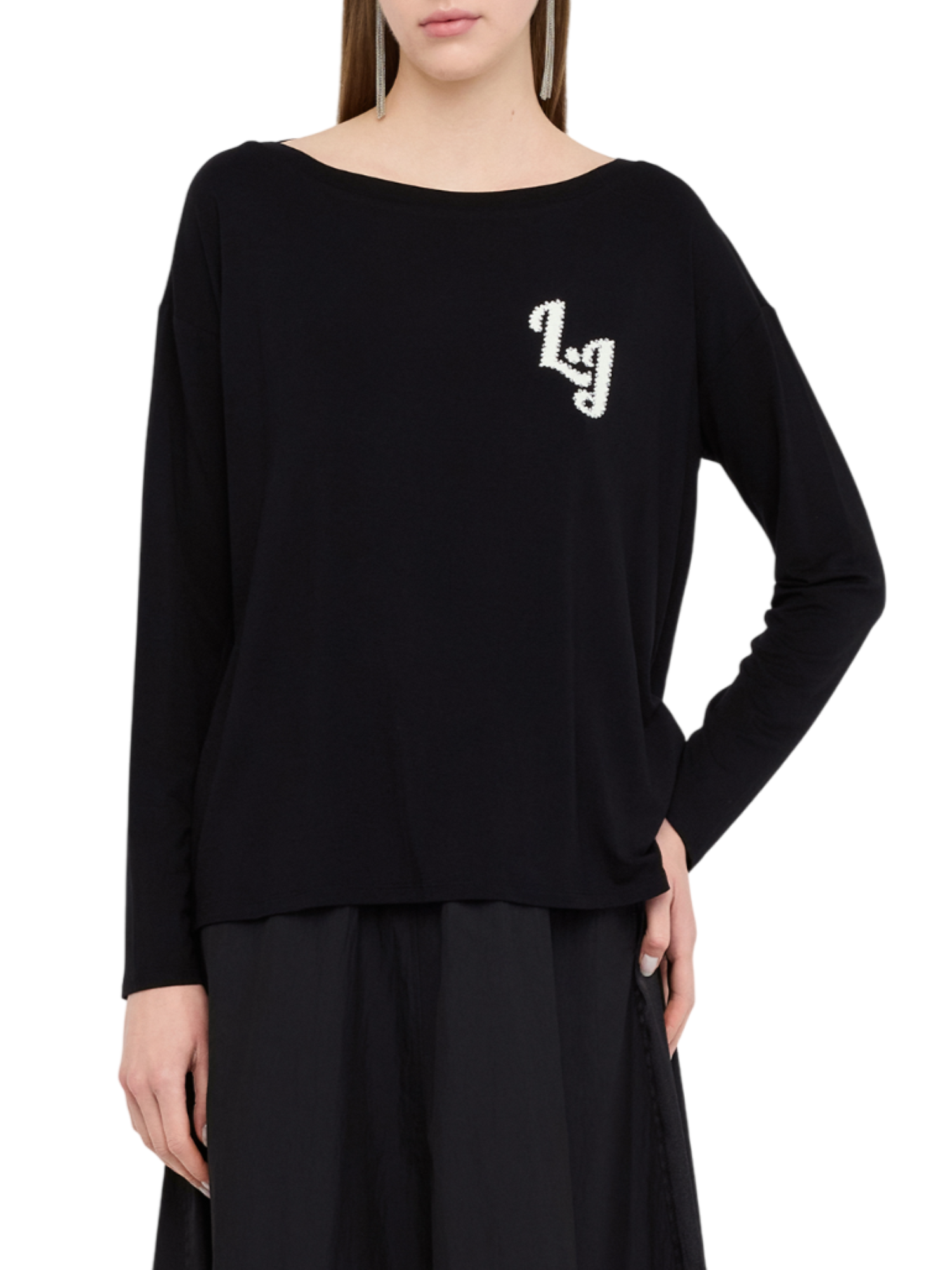Liu Jo T-shirt donna manica lunga in viscosa nero TF5282JS360 S9149 LIU JO