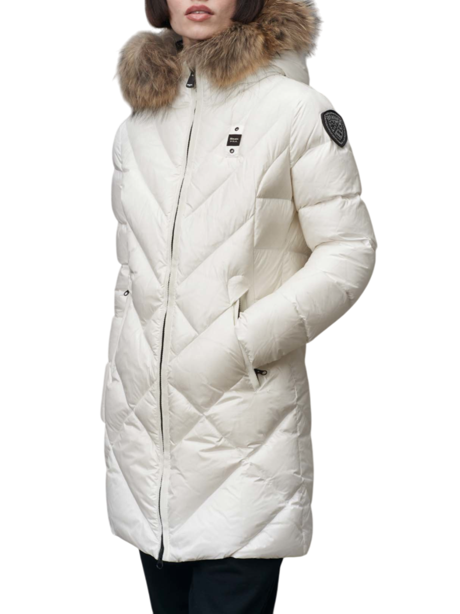 Blauer piumino lungo a linee geometriche althea bianco 24WBLDK03052-006047 100BI BLAUER