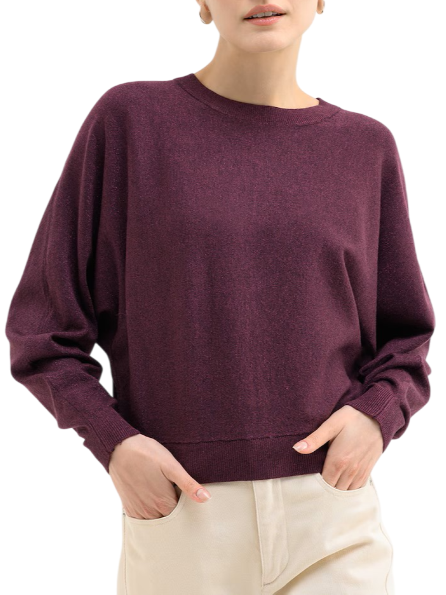 Vero Moda maglia donna in lurex borgogna 10336328 WINETASTING-DTM LUREX VERO MODA