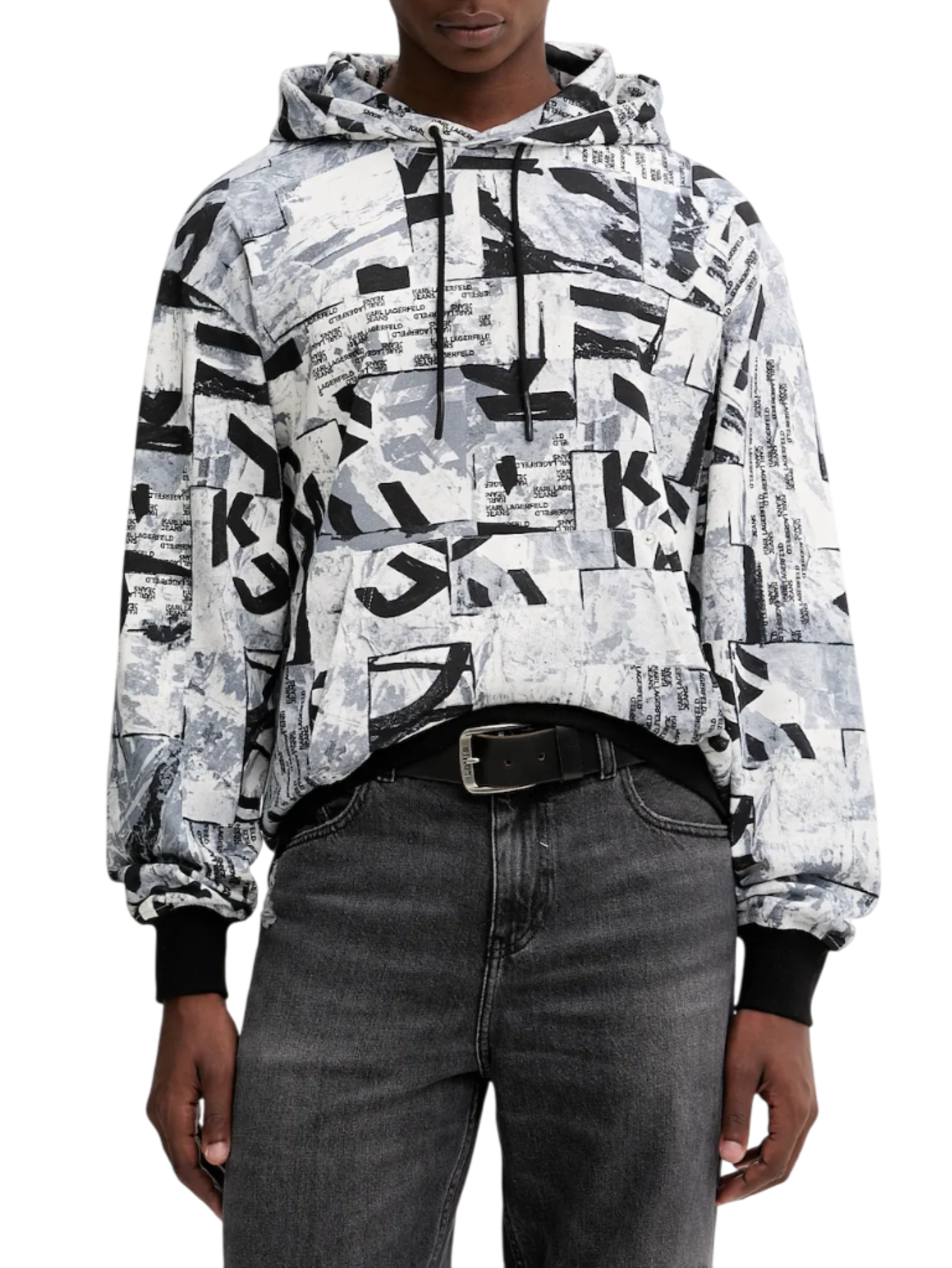 Karl Lagerfeld Jeans felpa uomo in fantasia grigio nero A4M20023 2AD KARL LAGERFELD