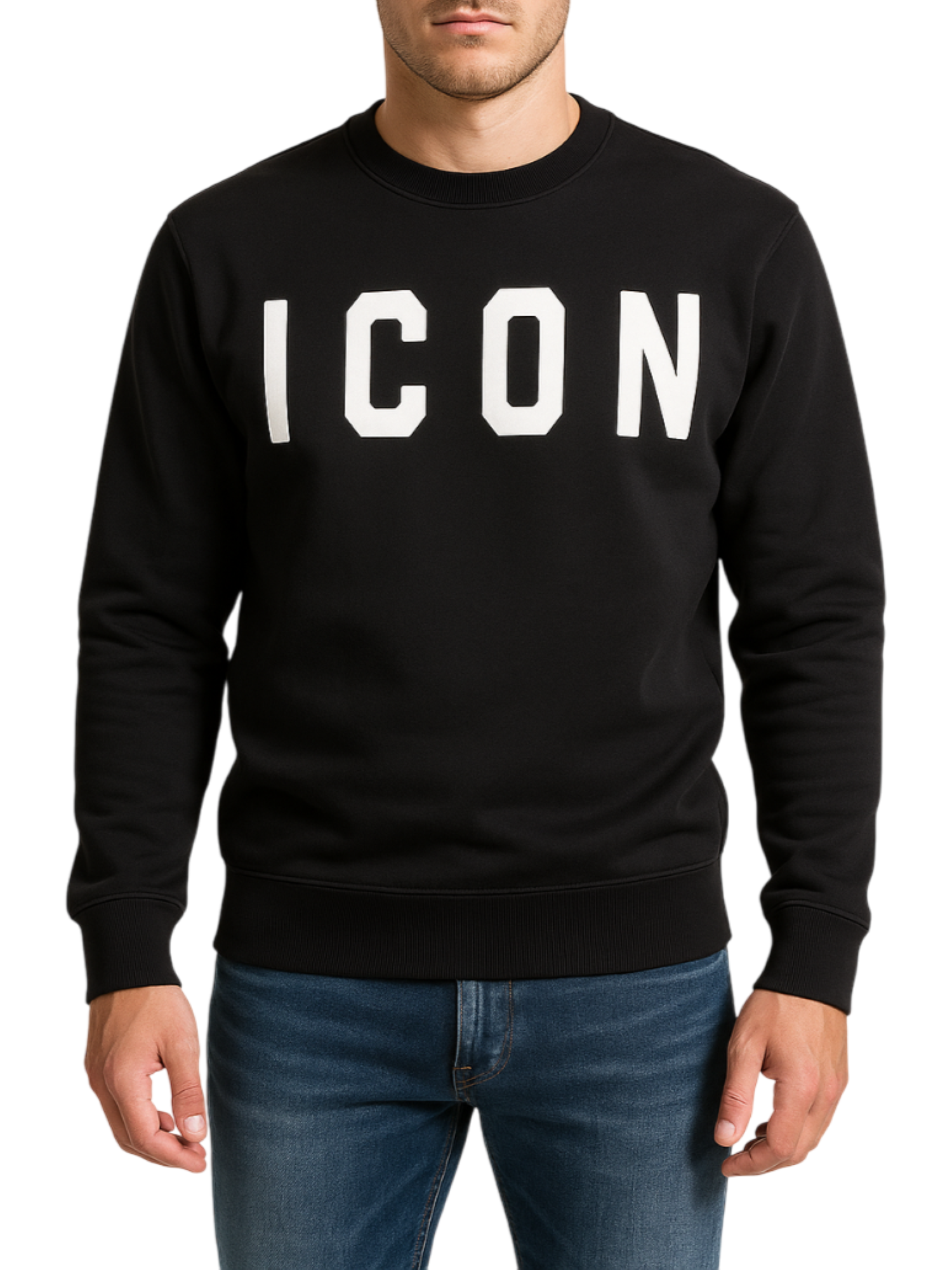 Icon felpa uomo con maxi logo nero ICUF2W6F001 NERO ICON