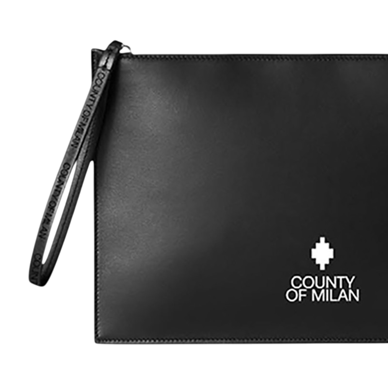 County of Milan pochette in ecopelle con logo nero COMAF250132 NERO-BIANCO COUNTY OF MILAN