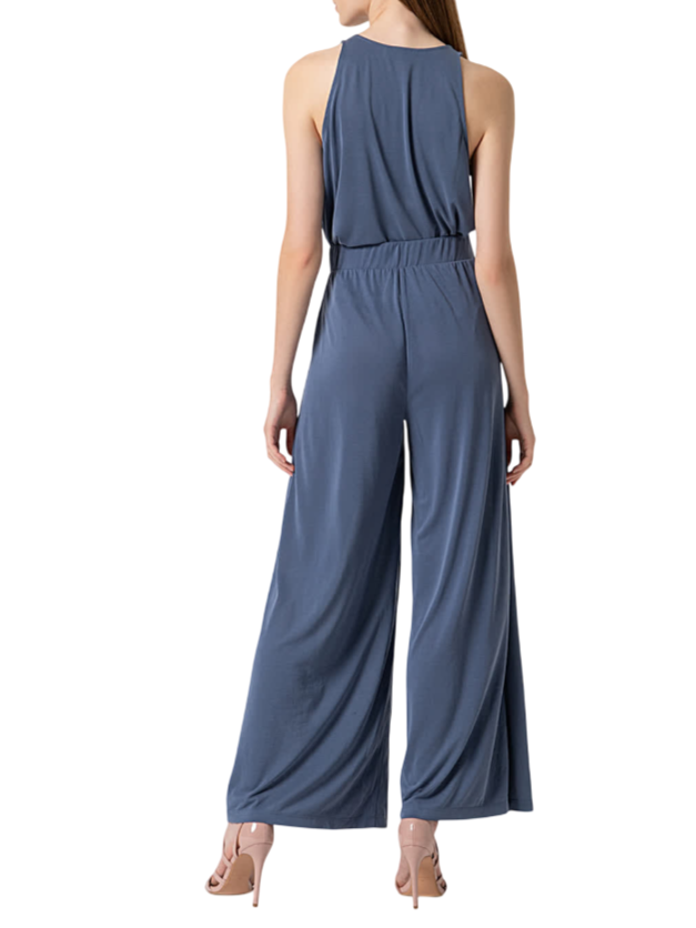 Surkana pantaloni gamba larga in misto modal blu 525LIXX517 57 SURKANA