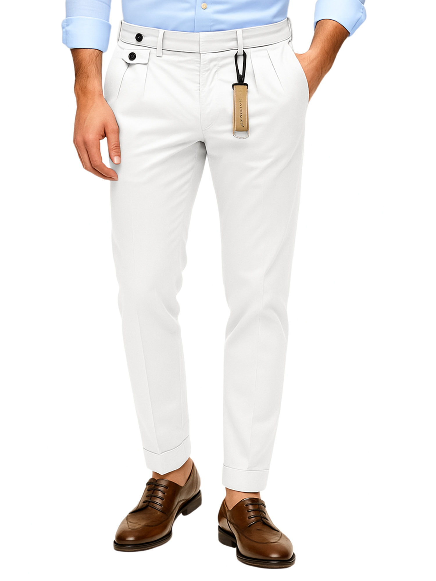 Manuel Ritz pantaloni uomo con pinces panna 3932P1668TC-253790 02 MANUEL RITZ