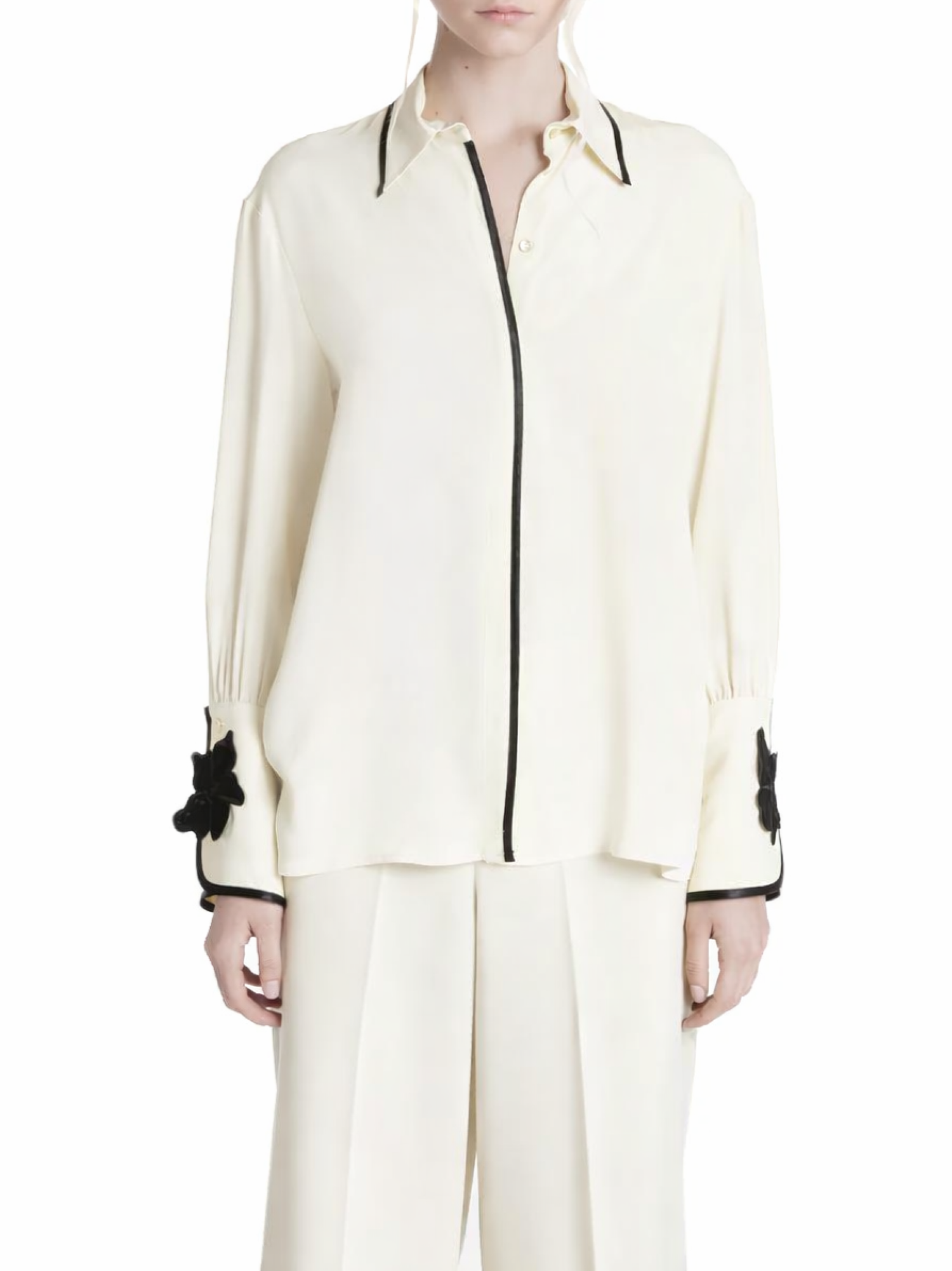 Simona Corsellini camicia misto seta con dettagli in contrasto avorio P26CPCA01301 0359 SIMONA CORSELLINI