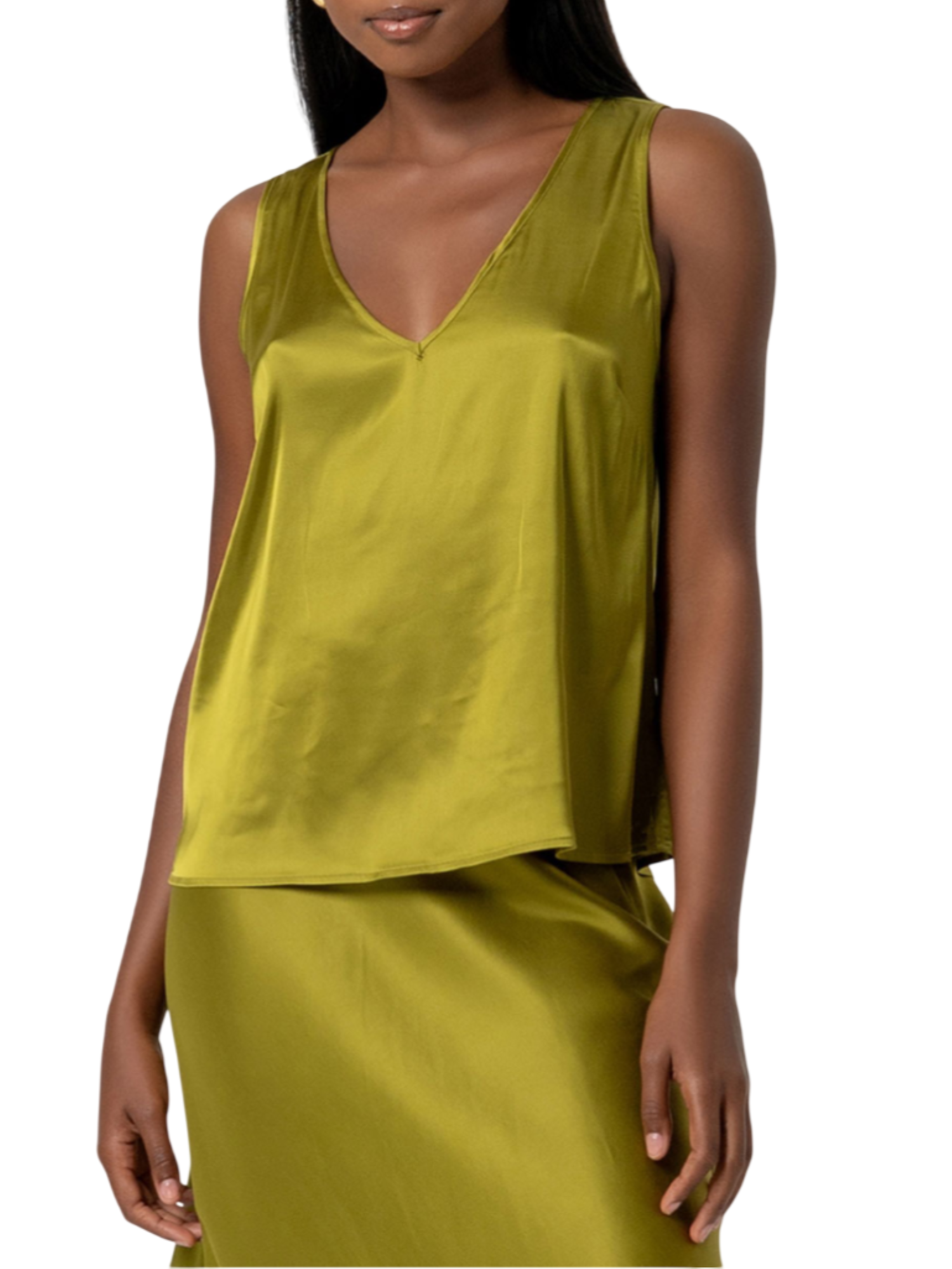 Surkana top in raso scollo a V verde 526BISO023 61 SURKANA