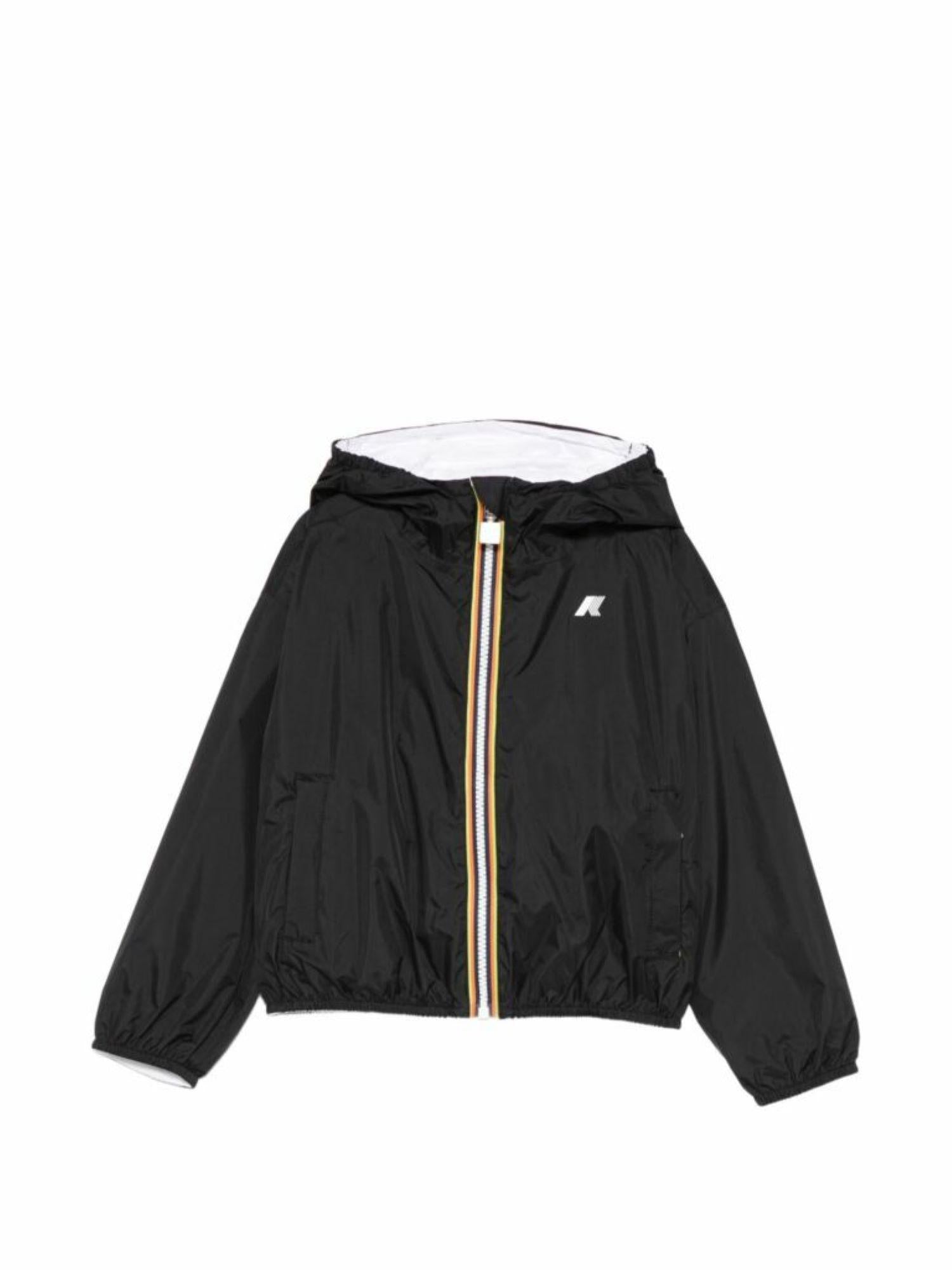 K-Way giubbino reversibile bambina con cappuccio bainco nero K41337W AL7 K-WAY