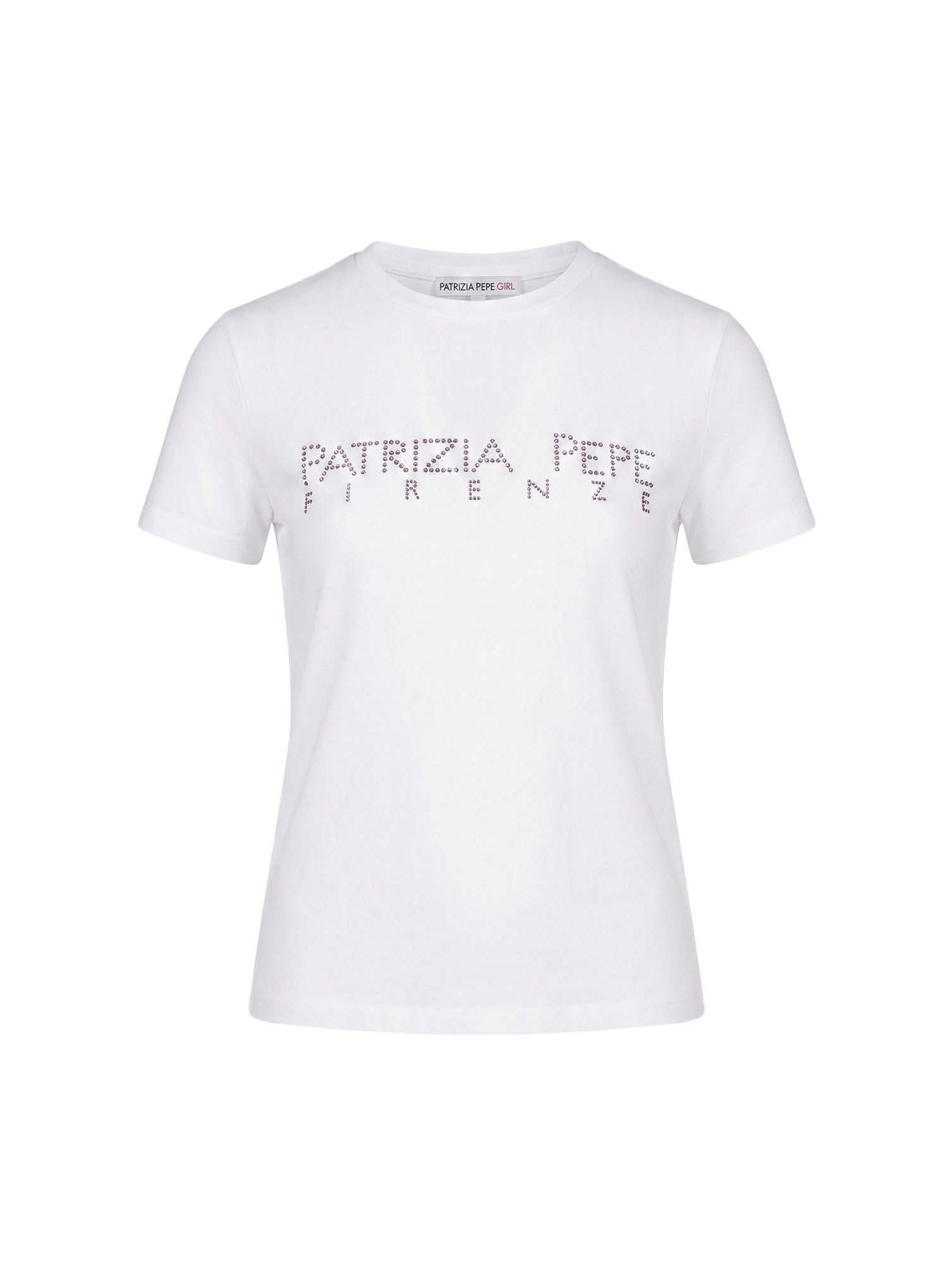 Patrizia Pepe T-shirt bambina con logo strass panna 7M0809-J331 W428 PATRIZIA PEPE