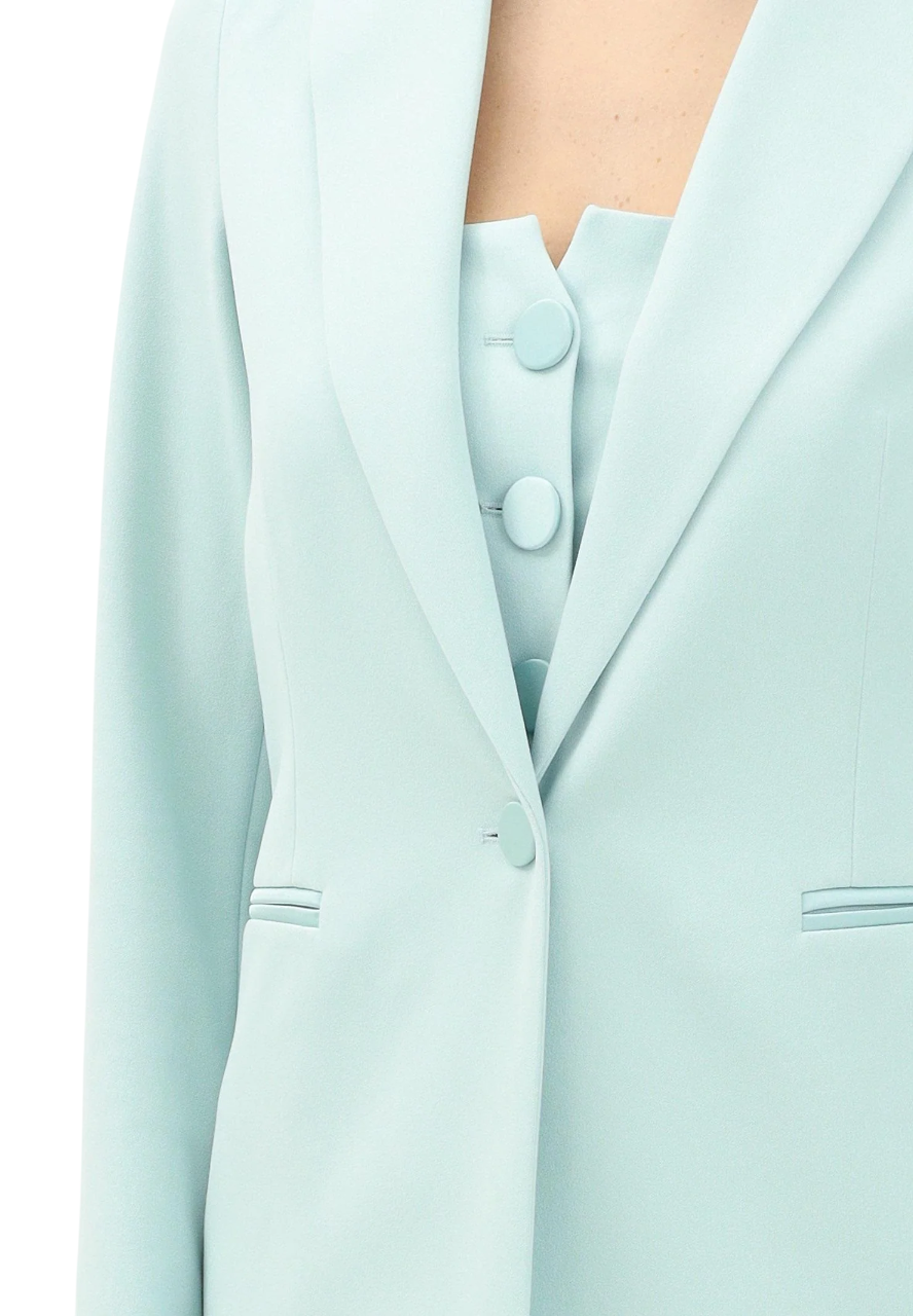 Vicolo giacca blazer monopetto in tessuto crepe verde acqua TD0237 VERDE ACQUA VICOLO
