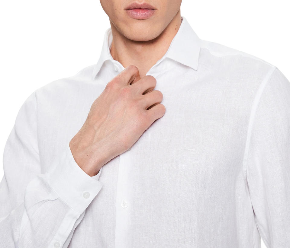 Calvin Klein camicia manica lunga in lino slim fit bianco K10K109286 0K4 Calvin Klein