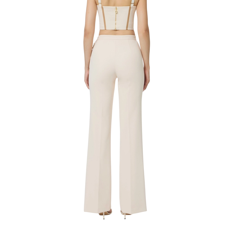 Elisabetta Franchi pantaloni a zampa in crepe panna PA12156E2 DZ9 ELISABETTA FRANCHI