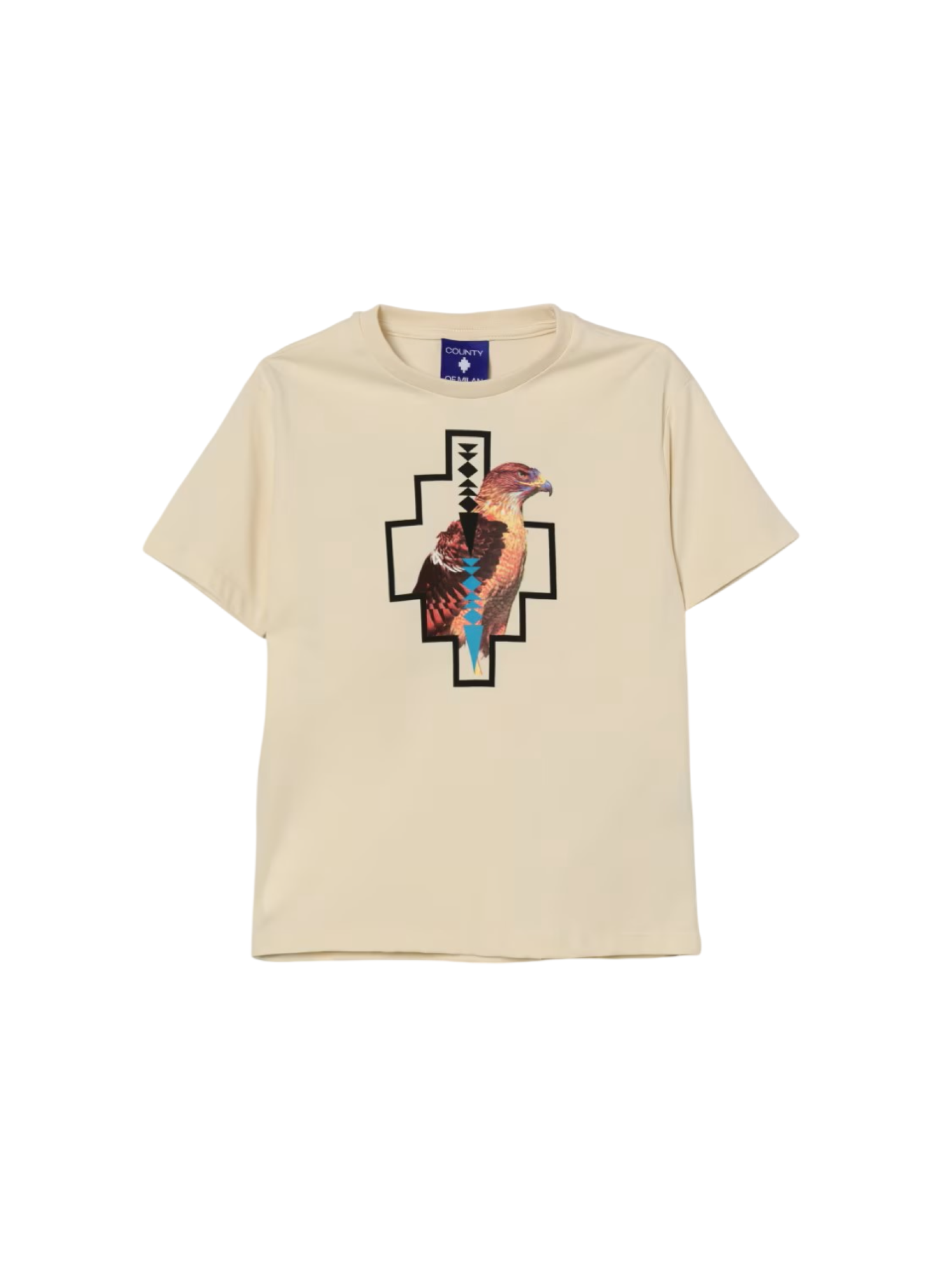 County of Milan T-shirt bambino manica corta con stampa aquila beige S6CMJBTH048 412 COUNTY OF MILAN KIDS