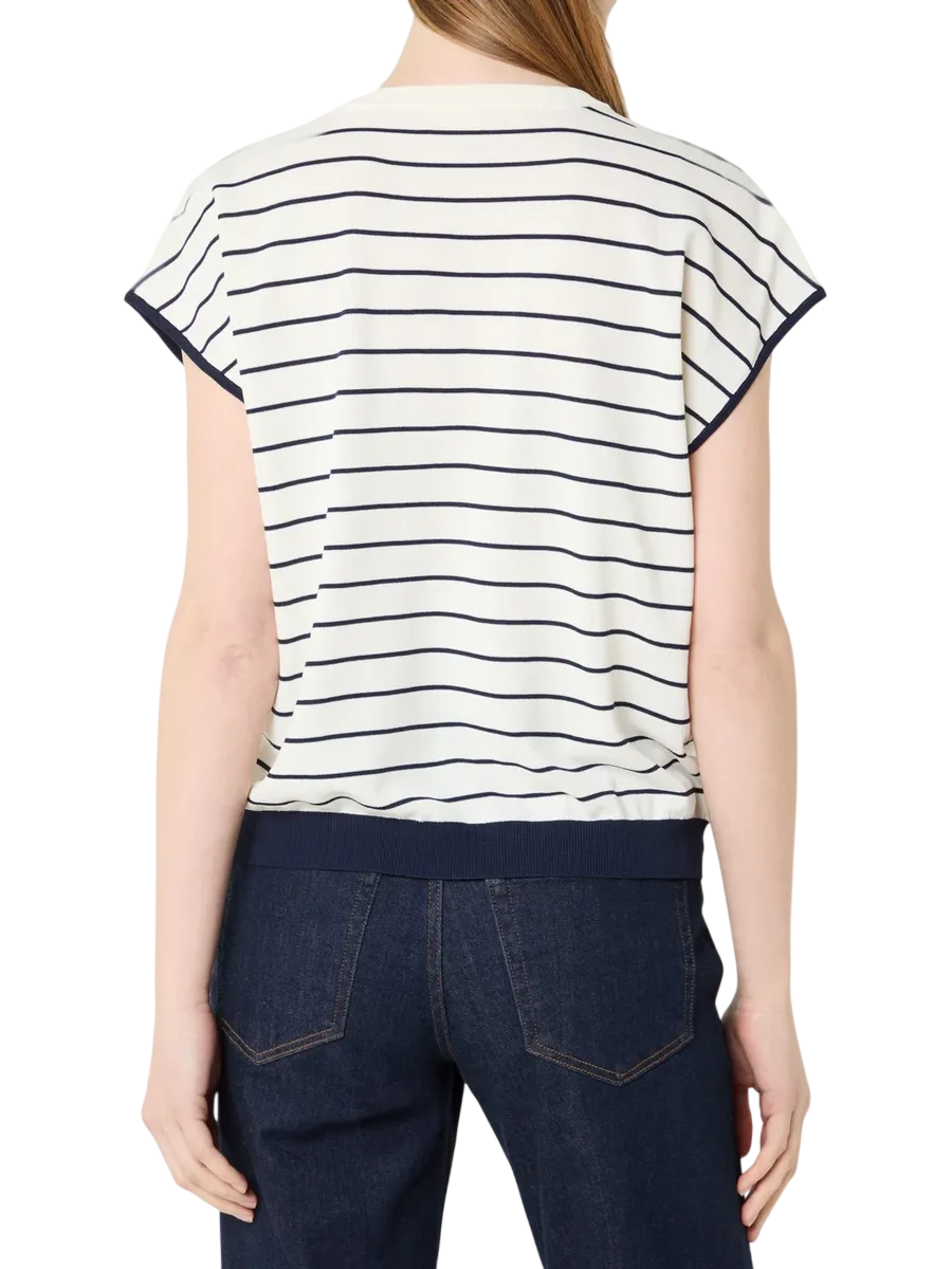 Liu Jo maglia a righe scollo a V panna blu TA6217MS55N C3882 LIU JO