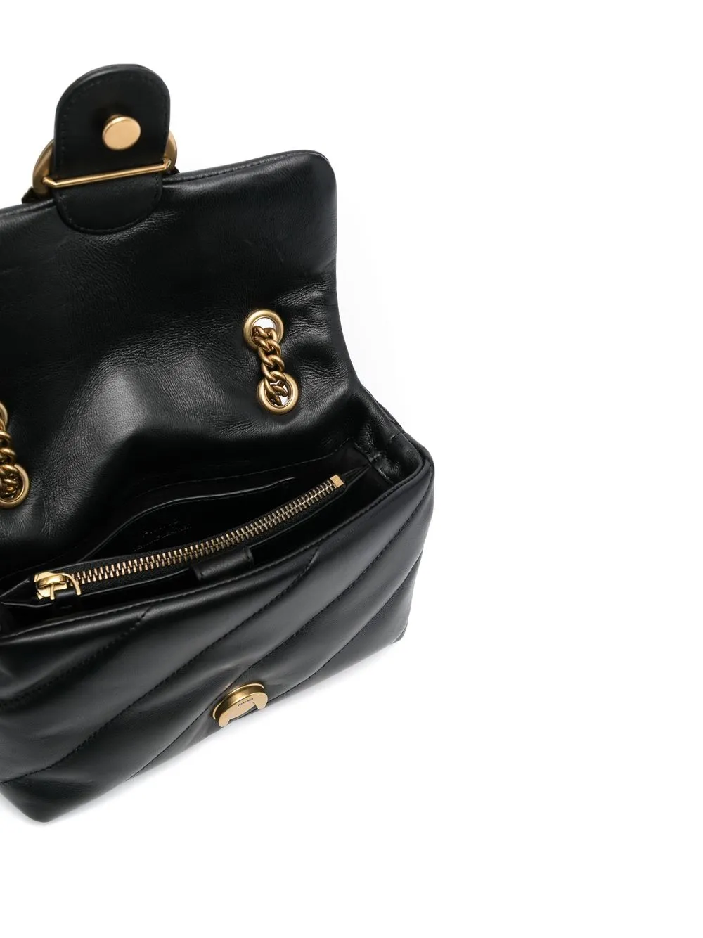 Pinko borsa Love Bag Puff Classic in pelle trapuntata nero oro 100038-A0F2 Z99Q PINKO