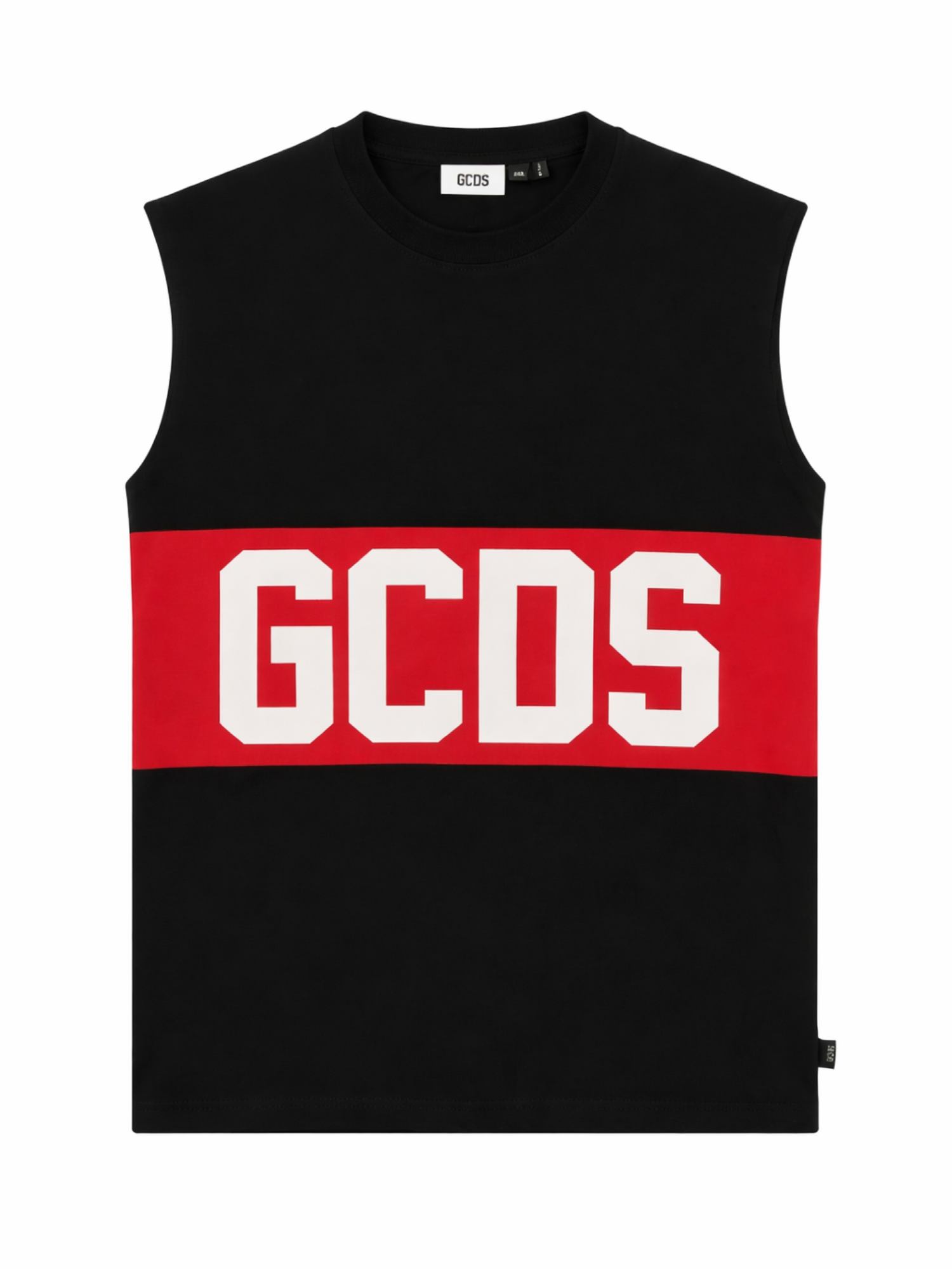GCDS T-shirt smanicata bambino con banda logo nero rosso Z0UJQ586J105 BLACK-RED GCDS