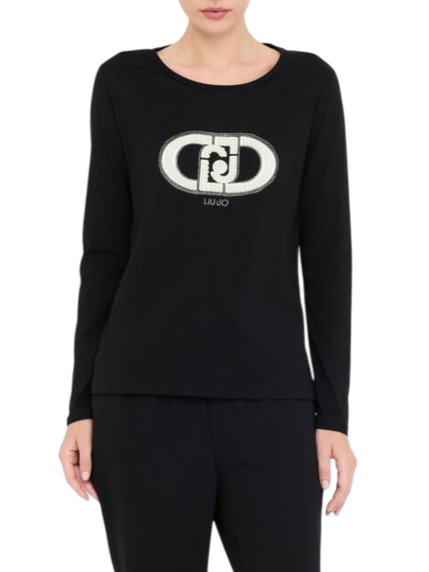 Liu Jo T-shirt manica lunga con logo gioiello nero TF5299JS923 N9785 LIU JO