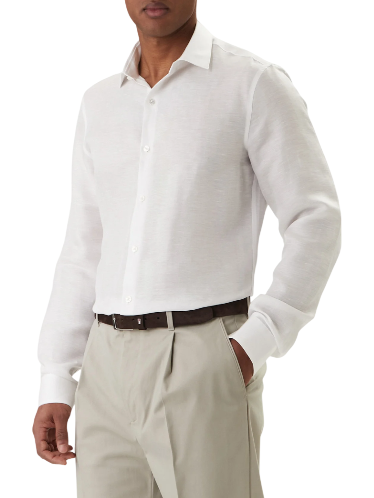 Calvin Klein camicia uomo misto lino slim fit bianco LV019EU121 7K2 Calvin Klein