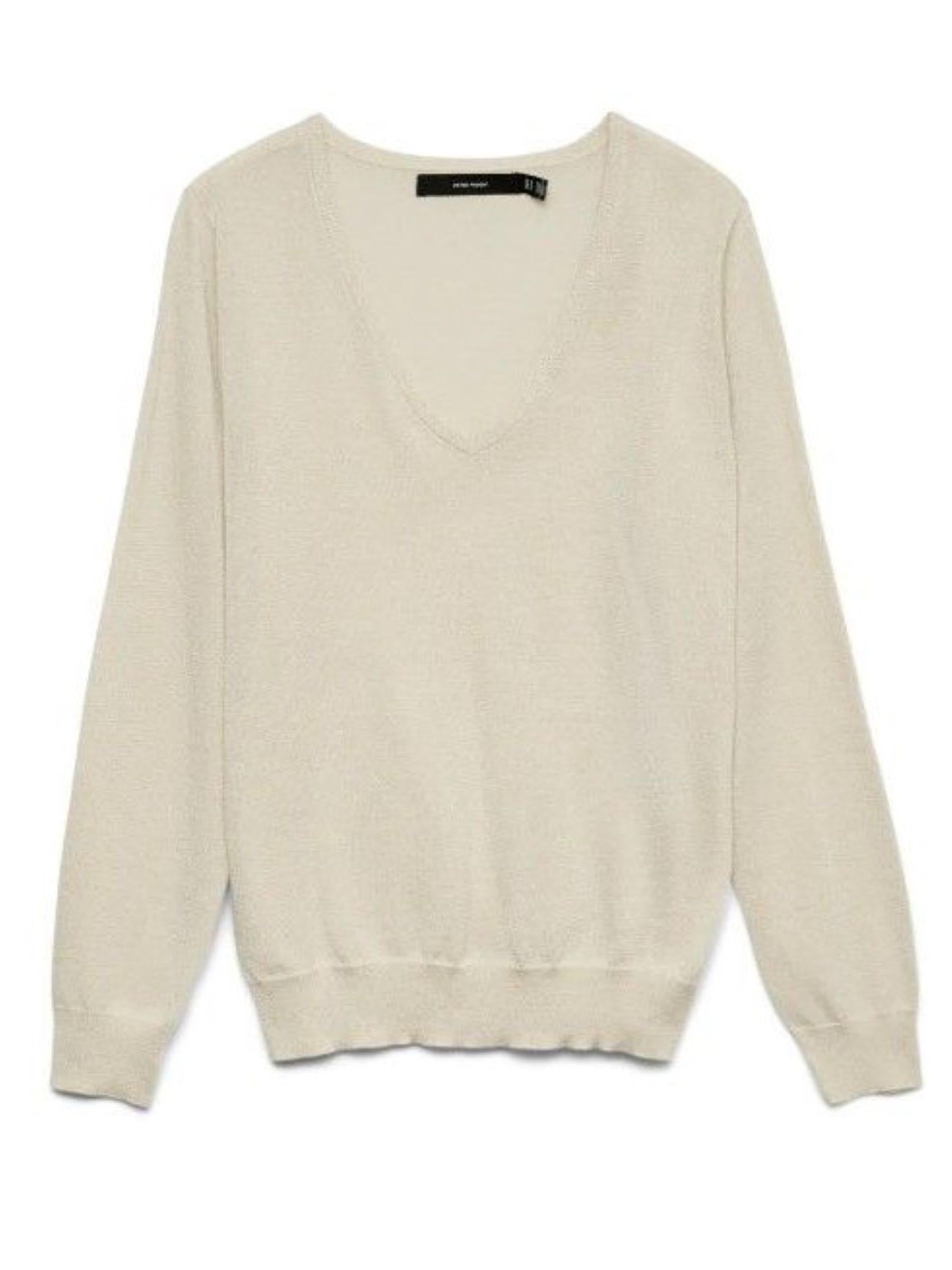 Vero Moda maglia lurex con scollo a V panna argento 10339879 BIRCH-W.SILVER LUREX VERO MODA