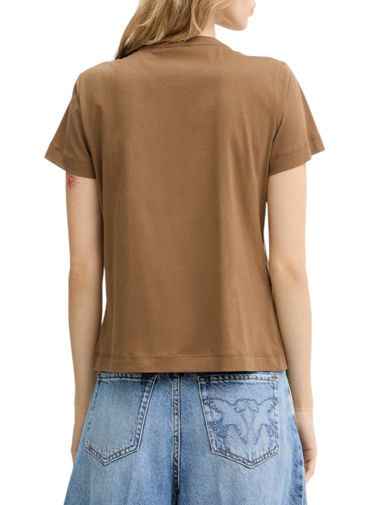 Pinko T-shirt Quentin con logo Love Birds gioiello marrone 100535-A33F L78 PINKO
