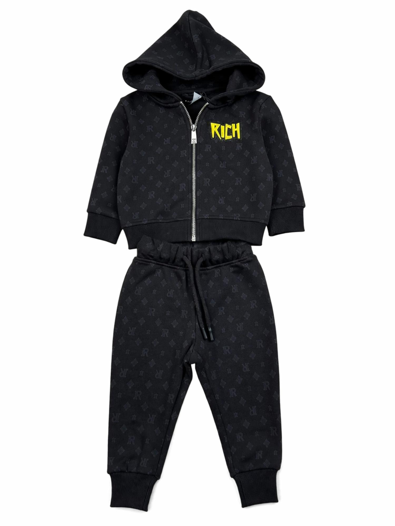 John Richmond tuta sportiva felpa e pantaloni in fantasia logata nero RIP26116CF NEW MONOGRAM BLACK John RICHMOND