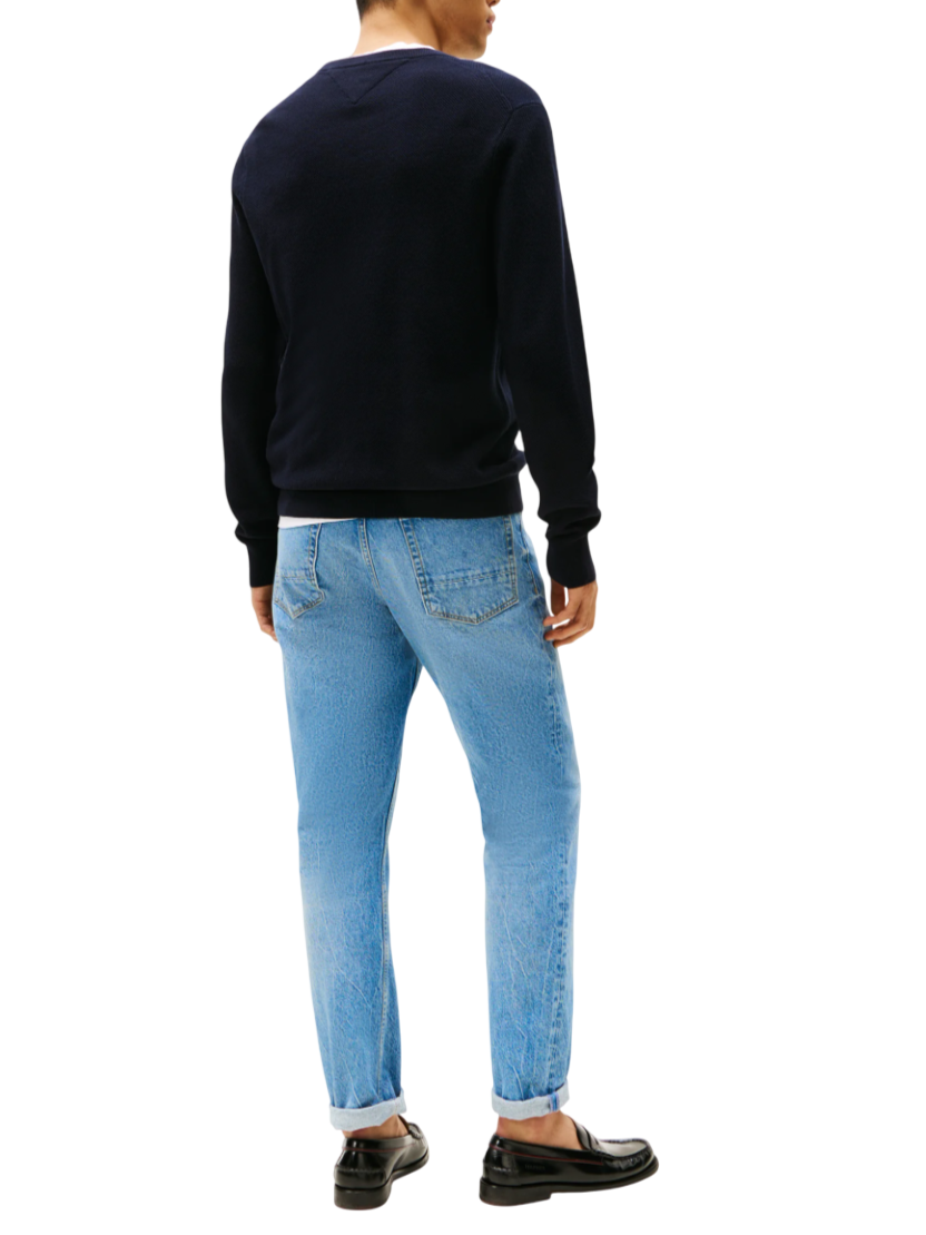 Tommy Hilfiger maglia tramata Essential in cotone blu MW0MW36347 DW5 Tommy Hilfiger