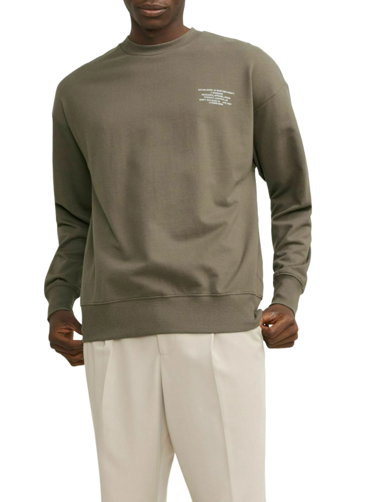 Jack&Jones felpa in spugna di cotone verde militare 12250647 BUNGEE CORD JACK&JONES