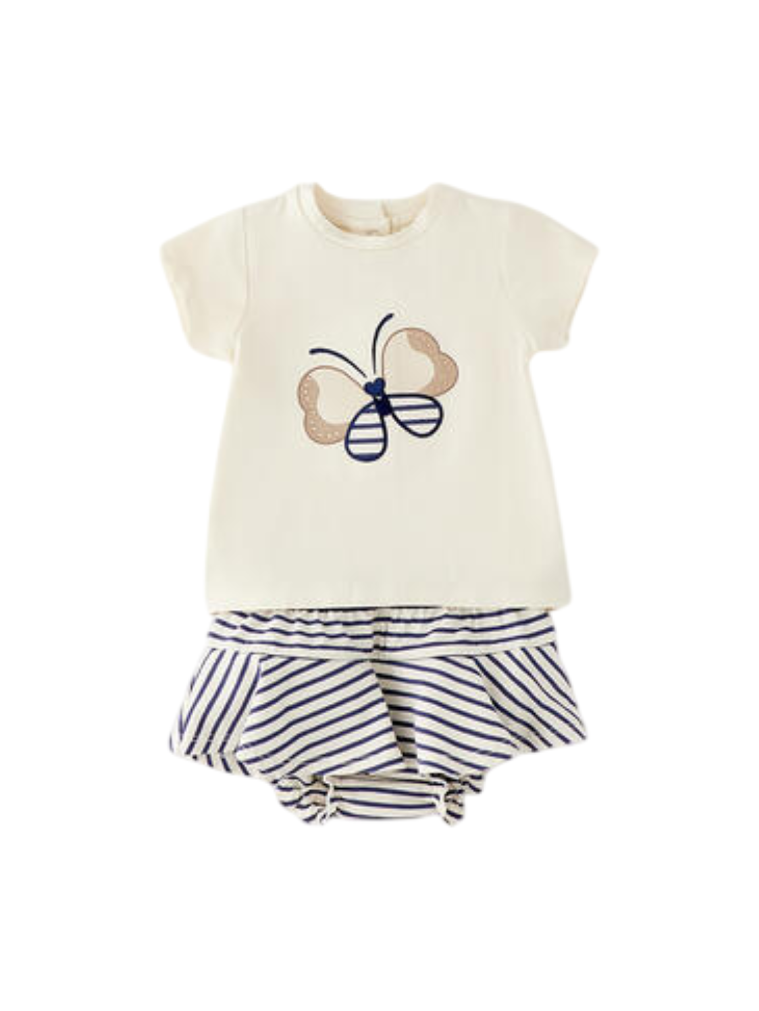 iDo completo estivo neonata T-shirt e shorts panna blu 4G216 0151 iDO