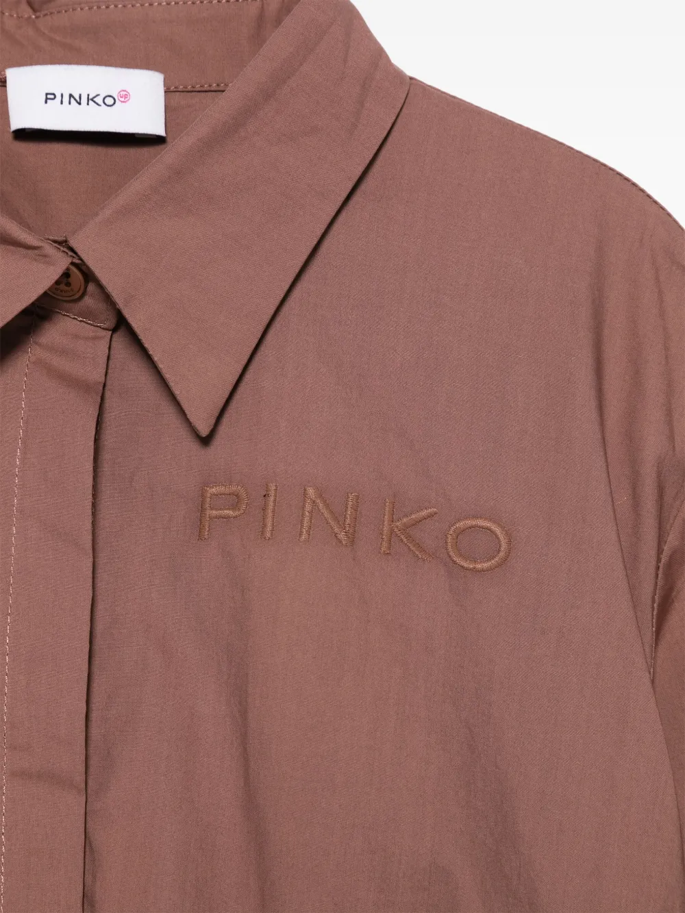 Pinko Up camicia crop maniche lunghe con logo marrone KFCA0040CA101 6018 PINKO KIDS