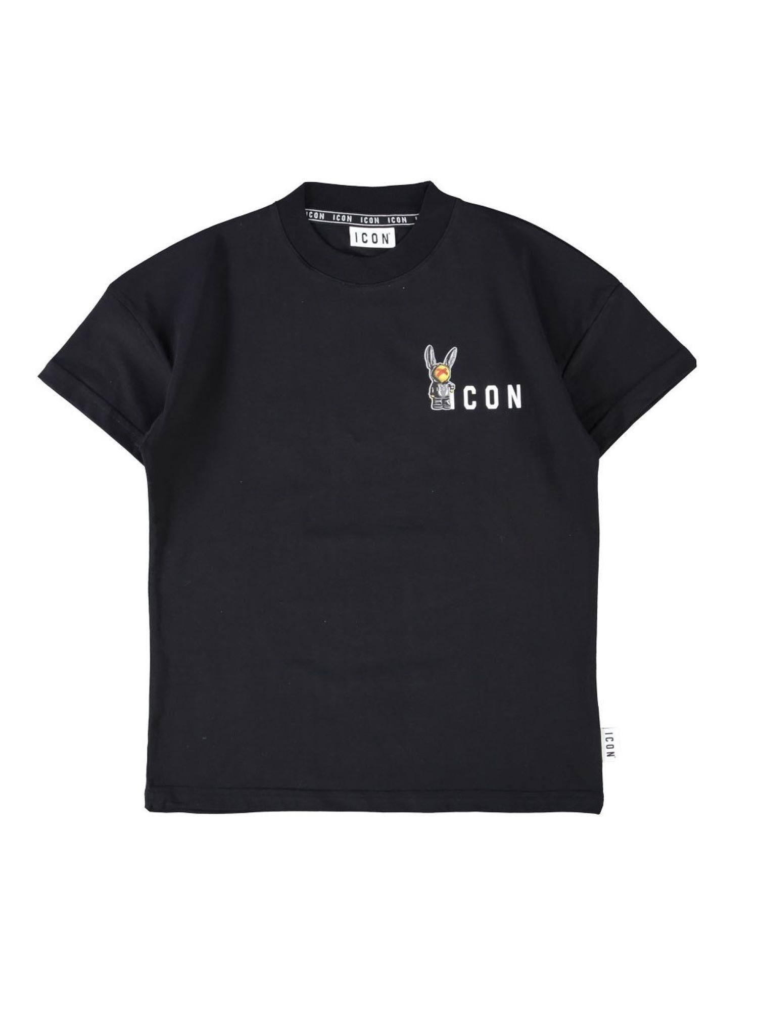 Icon T-shirt bambino manica corta con stampe nero IBKS001156 9000 ICON