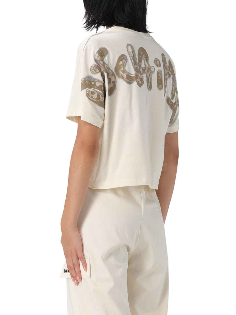 Disclaimer T-shirt crop manica corta beige chiaro 55151 LATTE-ST.MACULATA DISCLAIMER