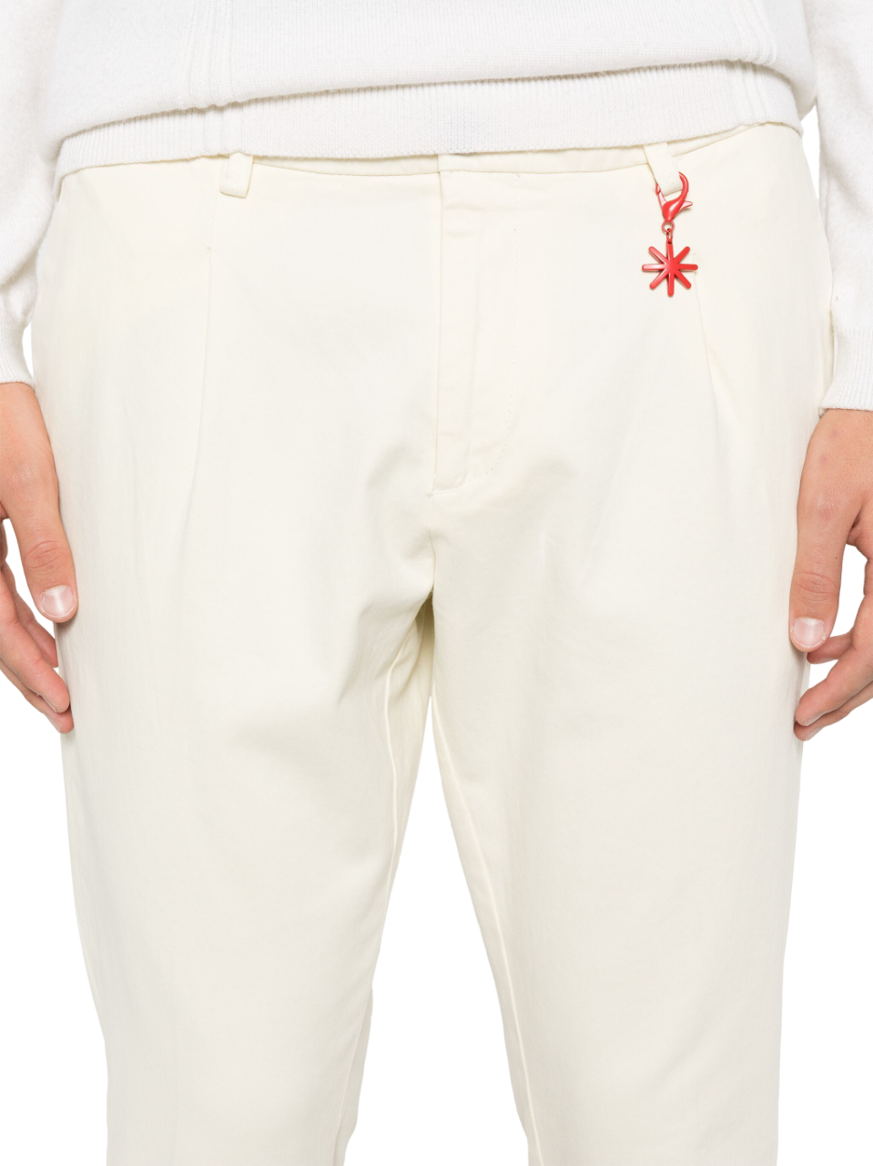Manuel Ritz pantaloni chino in twill con pinces panna 3732P1428TC-243783 03 MANUEL RITZ