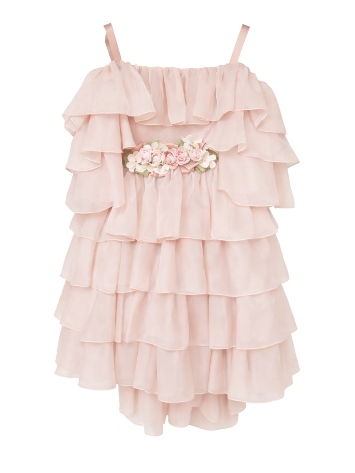 Colori Chiari abito cerimonia bambina con balze rosa FL108228-4496 83 COLORICHIARI