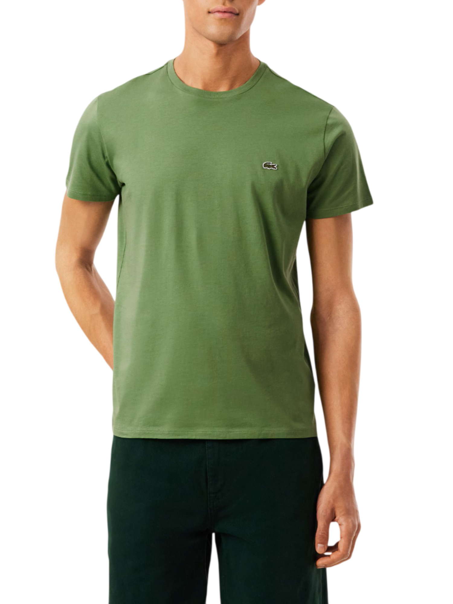 Lacoste T-shirt manica corta in cotone Pima verde prato TH6709 02M LACOSTE