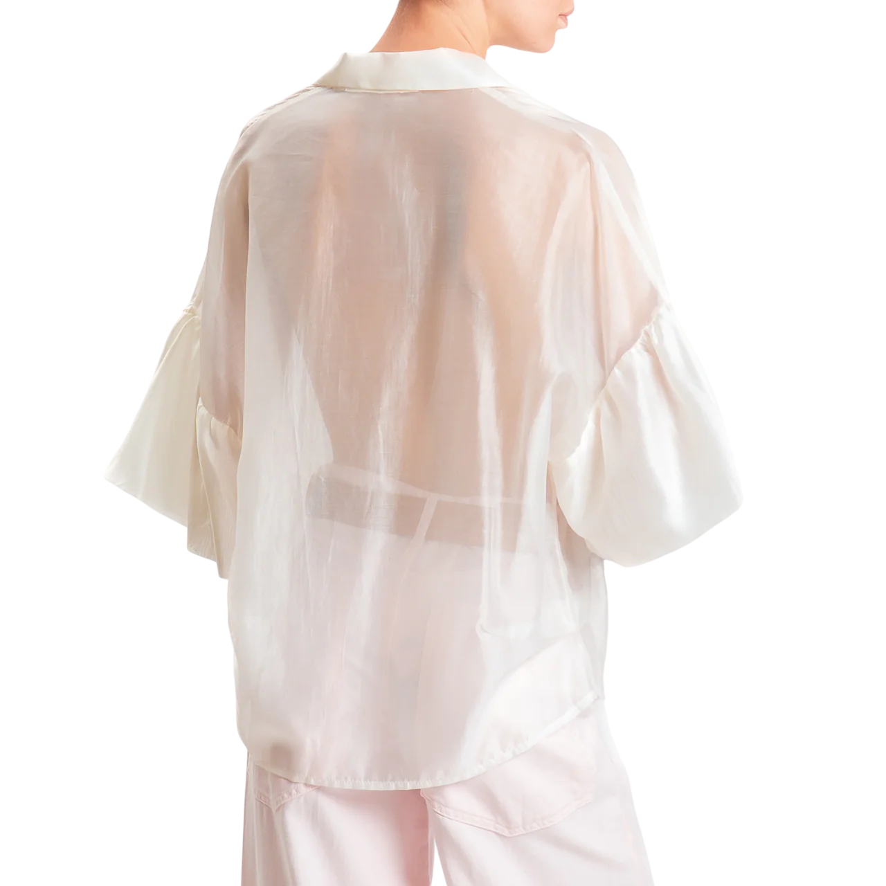 Vicolo camicia in georgette con trasparenze panna TAB1858 BURRO VICOLO