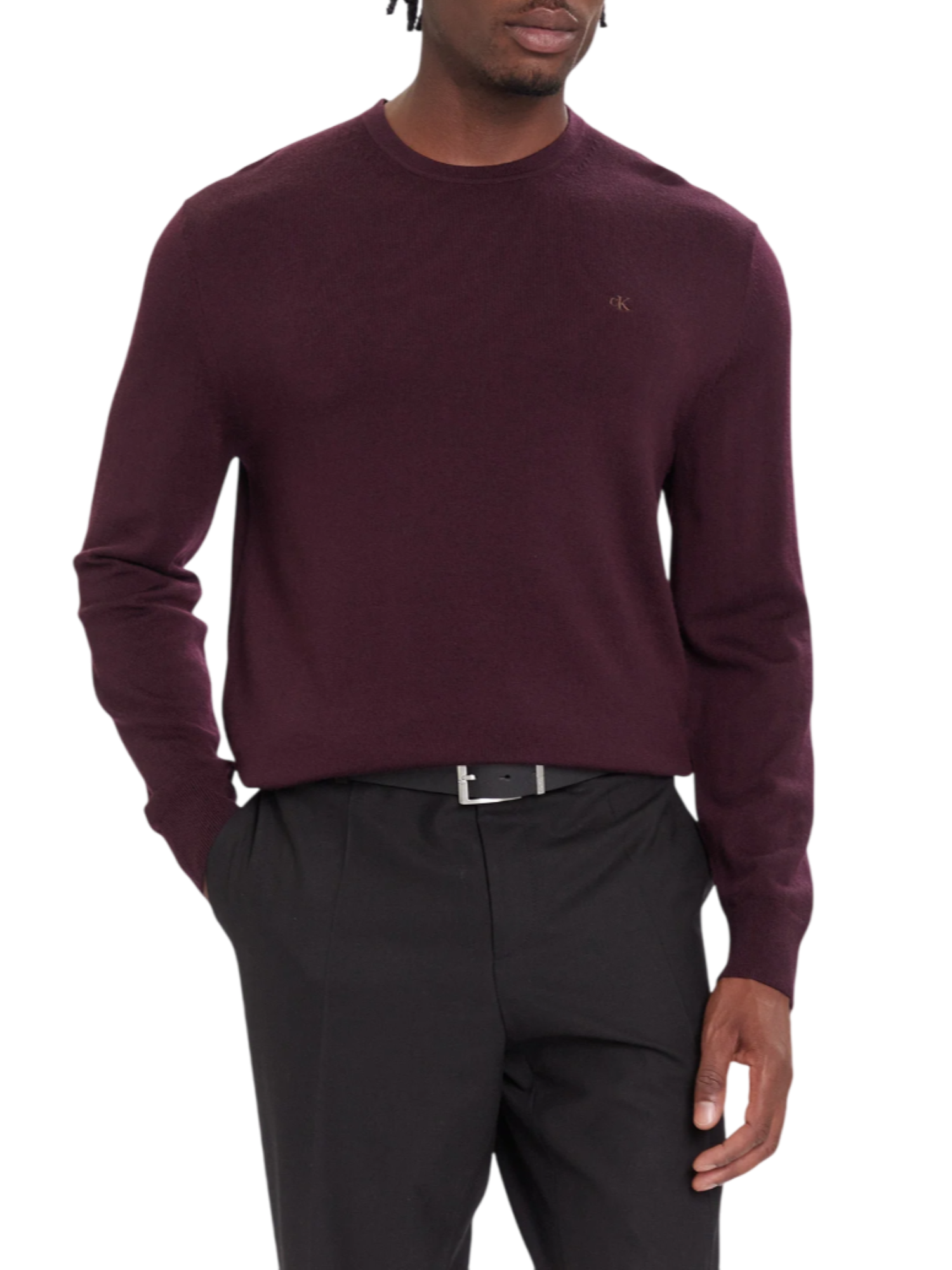 Calvin Klein maglia uomo in lana Merinos borgogna LV04LB305G GR9 Calvin Klein