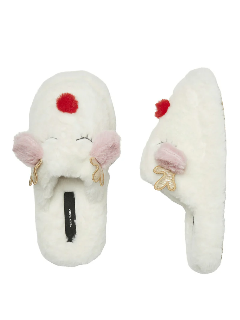Vero Moda ciabatte in tessuto furry con renna bianco 10314925 PRISTINE VERO MODA