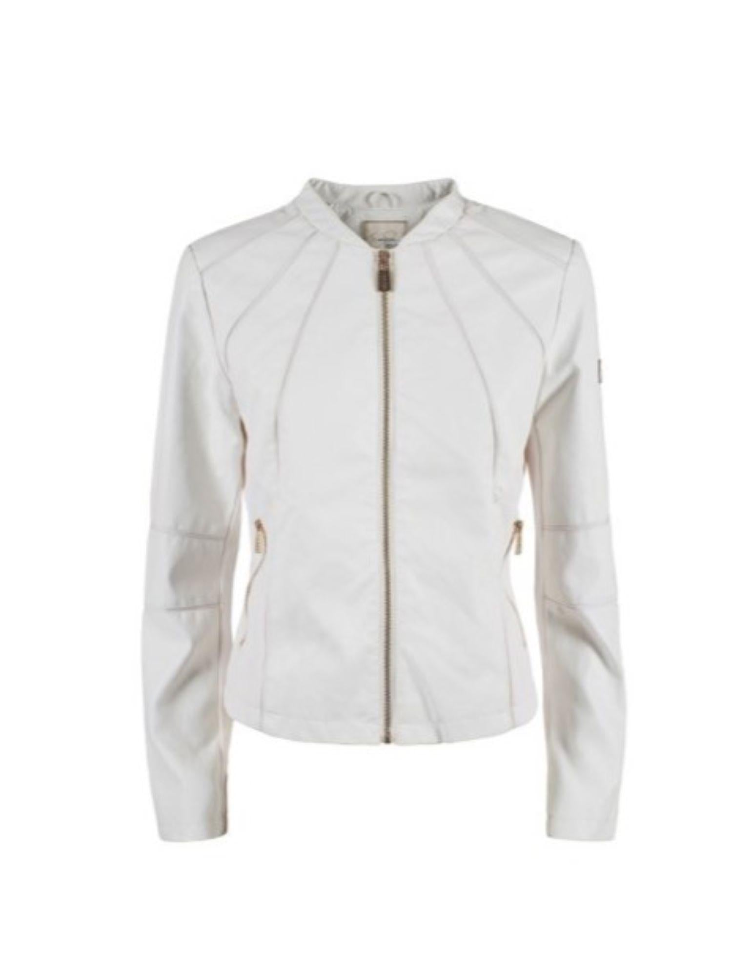 Yes Zee giubbino in ecopelle con inserti in tessuto Ottoman bianco latte J405-G100 0107 YES-ZEE