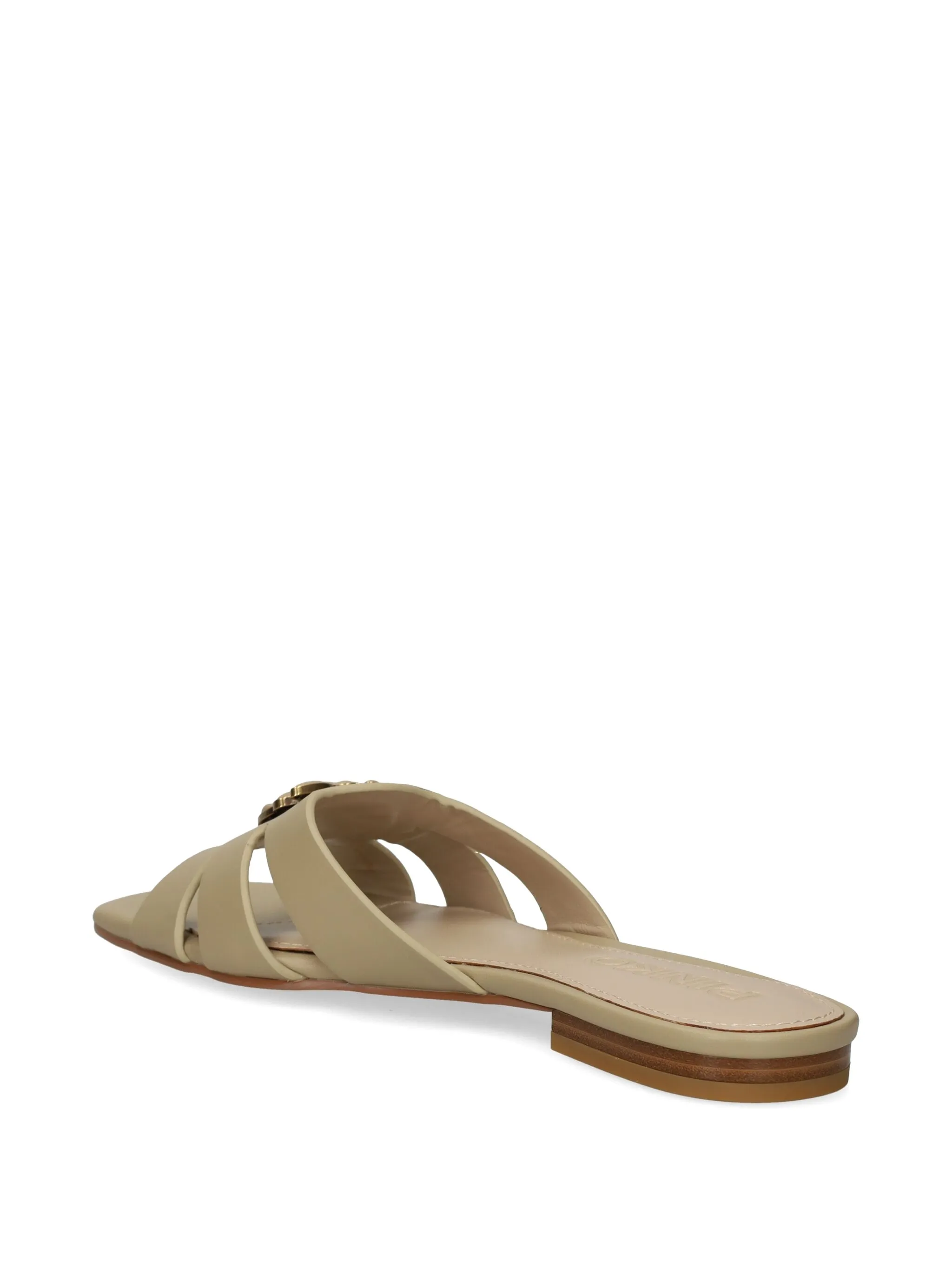 Pinko ciabatta Marli in pelle con logo beige SD0313P003 I35 PINKO