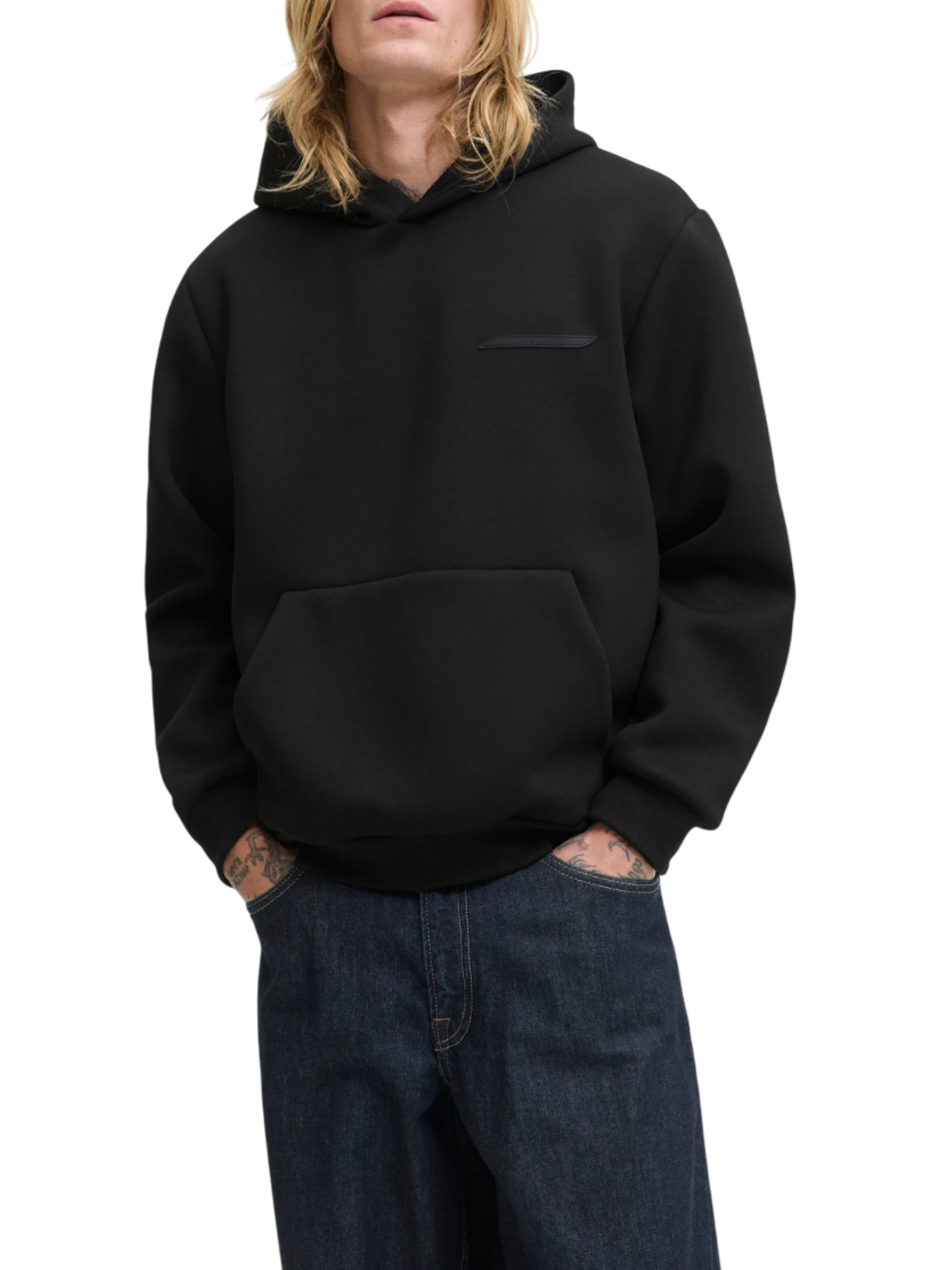 Jack&Jones felpa con cappuccio uomo nero 12282700 BLACK JACK&JONES