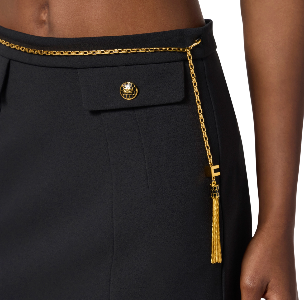 Elisabetta Franchi gonna corta in crepe nero GO14857E2 110 ELISABETTA FRANCHI